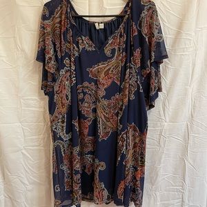 Cato 26/28 Paisley Floral Layered Tunic Style Top